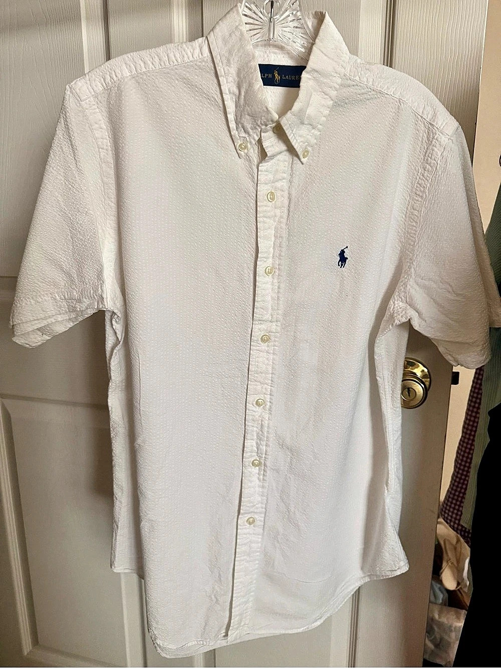 Polo Ralph Lauren Short-Sleeve Seersucker Button-Down Shirt Men's Medium